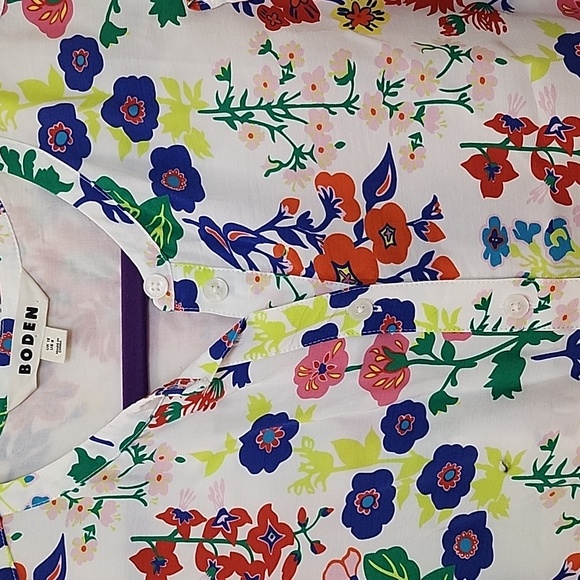 Boden Flame Scarlet Diamond Terrace Alicia Red and Pink Floral Blouse Size 8 - Picture 7 of 16